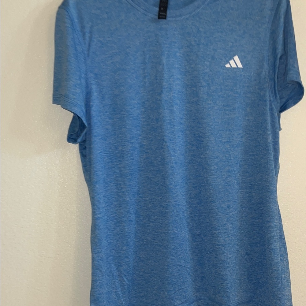 Adidas Heather Blue Tech Sports Tee NWT